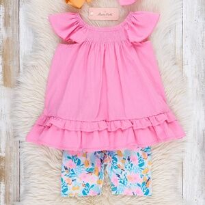 Ruffle Top & Biker Shorts Set